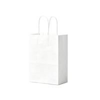 Sacs d'emballage personnalisés en papier kraft recyclé pour café, lait et thé, avec logo personnalisé, ruban/ances torsadées, fond carré, impression offset