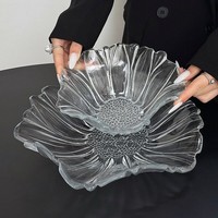 Plateau en verre haut de gamme en forme de pétale, nouveau bol à fruits moderne et minimaliste pour salon, plat à dessert domestique de forme irrégulière