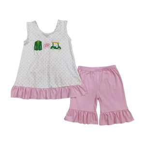 Trendyism Boutique 2026 Envío Inmediato Top sin Mangas para Niñas Pequeñas, Estilo Golf, con Bordado de Puntos, Poliéster Rosa con Volantes - Product Image 1