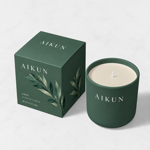 Vela Aromática Herbal Sage de Aikun, 290g, en Frasco de Vidrio Verde con una Sola Mecha, con Caja de Regalo Rígida Botánica para Aromatizar el Hogar - Product Image 1
