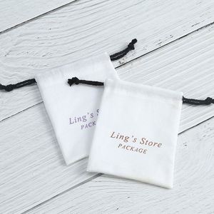 Factory Direct Supply Custom Logo Minimalist Style Bundle Pocket Jewelry Storage Bag <b>Thick</b> Cotton Drawstring Gift Packaging Bag - Product Image 3