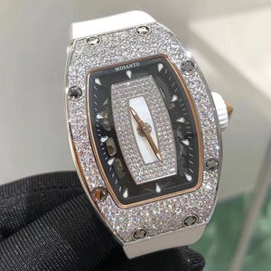 Reloj Mecánico de Mujer con Diseño de Diamantes, Caja de Cerámica Blanca, Correa de Goma Blanca, Reloj de Lujo para Dama - Product Image 5