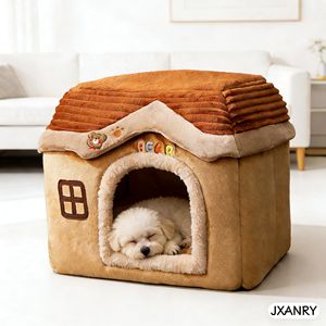 Cuccia Rettangolare JXANRY per Animali Domestici - Calda per l'Inverno, Design Castello Principessa Orsetto, Rimovibile e Lavabile - Product Image 1