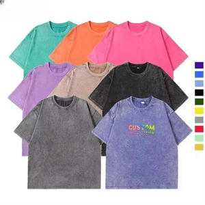 Chất Lượng Cao 100% Cotton Quá Khổ In Kỹ Thuật Số Rửa Axit Nặng Người Đàn Ông Tùy Chỉnh Trống Đá Rửa Cổ Điển T-Shirt - Product Image 1