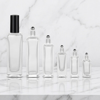 Botol Parfum Roll-on Kaca Kotak Hitam Bening Mewah 10 ml 1/3 oz 20ml dengan Roller Logam untuk Parfum dan Minyak Esensial