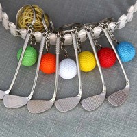Nouveau porte-clés créatif en forme de club de golf, décoration de sac à dos, pendentif pour clés, logo personnalisé gravé au laser