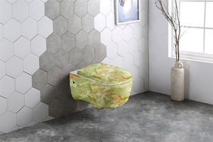 WC suspendu sans rebord en céramique, couleur marbre, pour salle de bain - Product Image 2