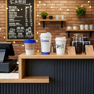 Vasos de Papel Kraft Desechables para Café con Impresión Personalizada, Doble Pared, con Estampado Dorado, de 8oz, 12oz y 16oz, para Bebidas Calientes, Venta al Por Mayor Sunshine - Product Image 1