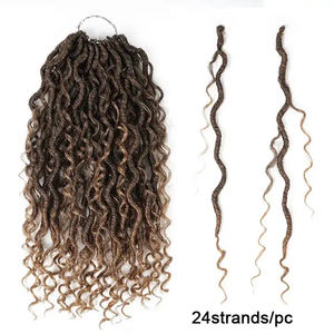 Ombre noir brun blond Boho déesse Locs Crochet cheveux pré-bouclé rivière Locs Boho Locs - Product Image 3