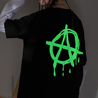 Mode Hot Selling Lichtgevende T-Shirt Custom Zeefdruk Ontwerp Logo Glow At Night Up Up Oversized Heren Tshirt