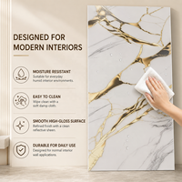 Panneau mural en PVC brillant MORLENX, imitation marbre veiné or blanc ivoire, pour l'intérieur des villas et des hôtels