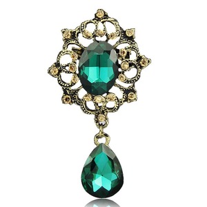 Broche en cristal de couleur diamant rétro de haute qualité, style européen et américain, anti-lumière, pour femmes, directement de l'usine - Product Image 1