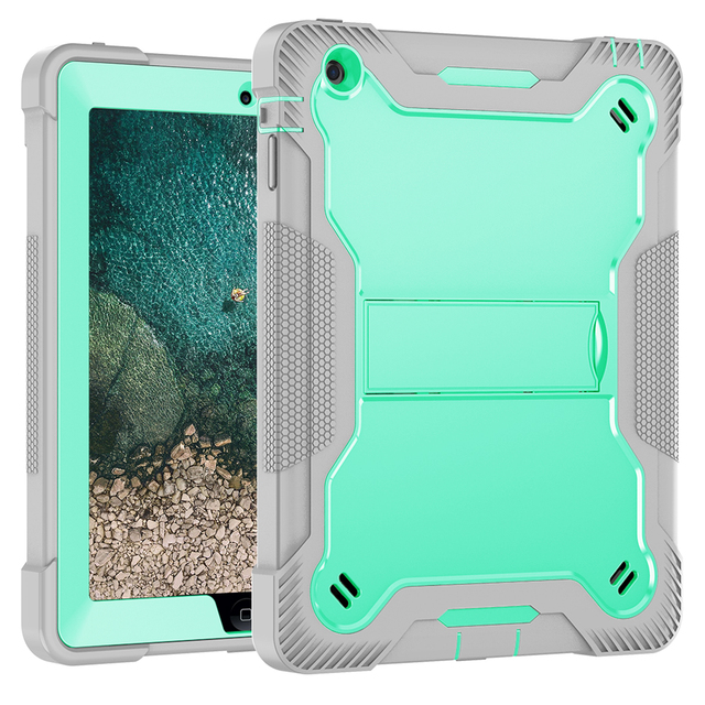 Wholesale Durable Colorful Hybrid PC Silicone Tablet Case with Foldable Stand Anti Impact Protection for iPad 2/3/4