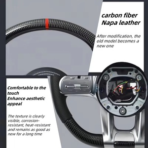 Volant en fibre de carbone mate avec bandes jaunes pour Mercedes Benz <span class=keywords><strong>AMG</strong></span> GT W211 W222 W221 W204 W222 W205 W212 - Product Image 4