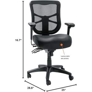 Alera EL4215 Elusion Series Chaise de bureau multifonction en cuir noir à dossier moyen avec design en maille - Product Image 3