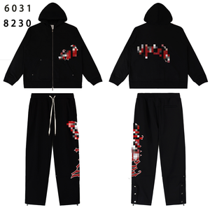 Conjunto Deportivo de Lujo de Felpa Francesa, 100% Algodón, Diseño de Invierno, Informal, Sudadera con Capucha y Pantalones, 2 Piezas, Talla Grande, Alta Calidad - Product Image 3