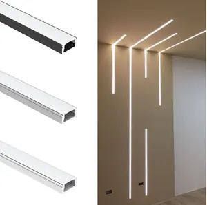 High quality U Shape Black Alu 6063 Extrusion Housing Channel Diffused Cover For Lighting Strip bar Surface Led Profile Aluminum