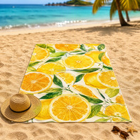 Custom Digital Printing 100% Cotton Citrus Splash Beach Towel 50+ Washes Colorfast Mixed Size Order Beach Towel Small MOQ
