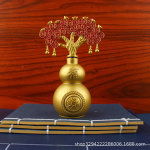 Dingtong Ornamento Rotante a Forma di Zucca per l'Attrazione della Ricchezza e del Tesoro, Albero delle <span class=keywords><strong>Cento</strong></span> Benedizioni, da Scrivania, per Ingresso Ufficio in Metallo - Product Image 4