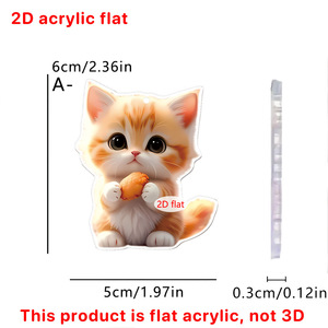 Dễ thương 2D phẳng Acrylic Pet Kitten Keychain UV in nhựa trang trí gương chiếu hậu Mặt dây chuyền cho xe trang trí - Product Image 5