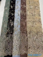 Haute qualité africain Tulle Net dentelle tissu lourd perlé luxe 3D dentelle tissu avec séquence pour robe de mariée