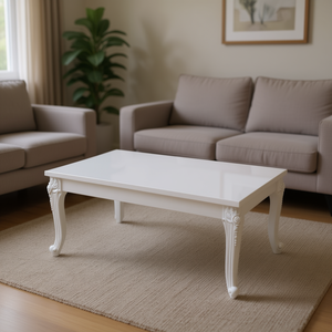Tavolino da Caffè in MDF Bianco Lucido, Design Elegante per Arredamento Soggiorno - Product Image 2