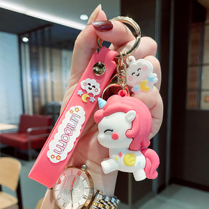 Wholesale Cute Kawaii Rubber Unicorn Pendant <b>Kids</b> Girls Car Key <b>Ring</b> Backpack Car Key Unicorn Keychain Accessories - Product Image 5