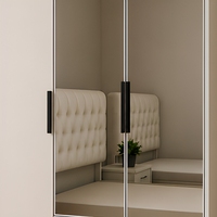 Armoire moderne en bois à 3 portes avec miroir, armoire de rangement pour chambre à coucher, tiroirs multifonctionnels pour le rangement des vêtements, pour le salon, l'école