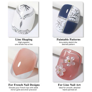 Esmalte de Gel para Dibujar Líneas Metálicas en Dorado y Plateado, Esmalte de Gel para Pintar Uñas con Hilo Dorado Champán - Product Image 6