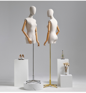 KS-ZJMNM 나무 팔 패브릭 마네킹 원피스 형태 마네킹 몸통 여성 마네킹 유연한 - Product Image 5