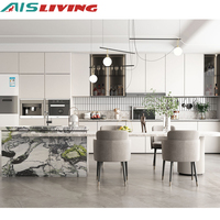 Meubles de cuisine Ais Modern Luxury Design haut de gamme, ensemble complet d'occasion, personnalisés, suspendus au mur, classiques, avec cadre en aluminium et marbre MDF, robinet inclus