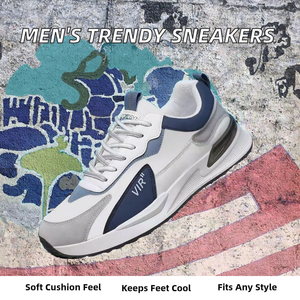 2025 New Breathable Lace-Up Mesh Men's Trend Versatile Platform Sneakers Casual Running Daddy Leather Anti-Odor Cushioning <b>Shoes</b> - Product Image 2