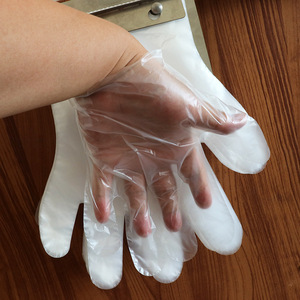 Kangle Embossed Disposable PE <b>Gloves</b> Waterproof Anti-slip HDPE <b>Plastic</b> <b>Gloves</b> Clear Polyethylene Hand Mitts for Restaurant BBQ - Product Image 3