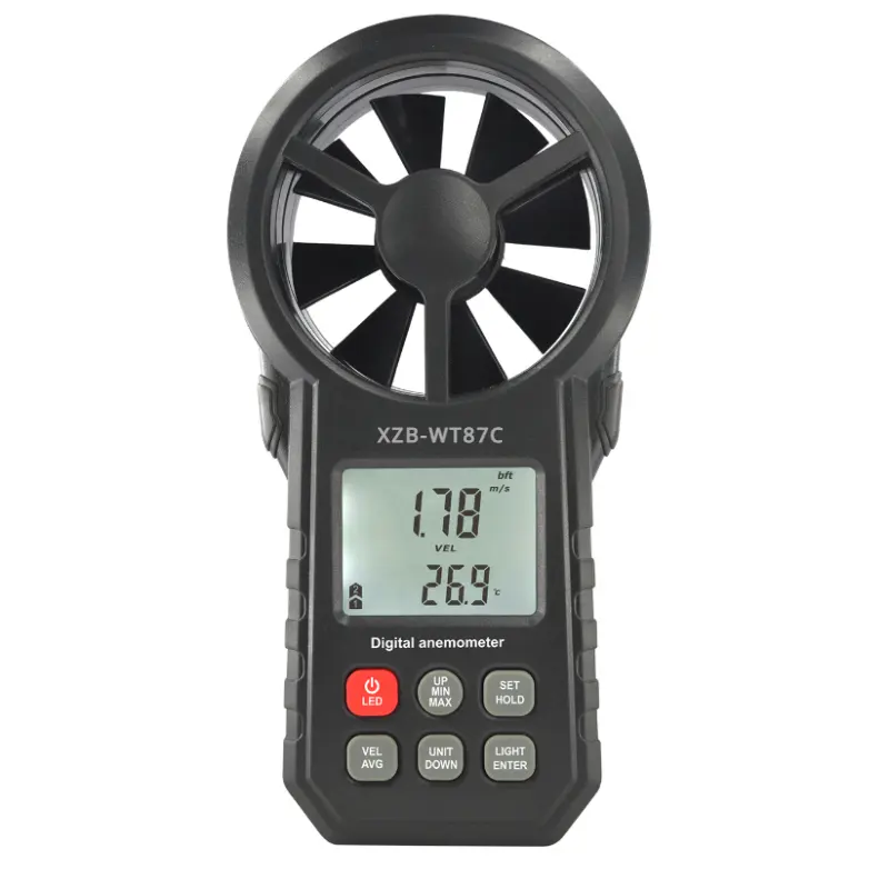 Anemometer Digital genggam, pengukur kecepatan udara tipe pisau Anemometer 0 ~ 5860Ft/Min untuk pabrik luar ruangan sekolah pengukur aliran udara