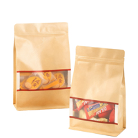 Sacs en papier kraft brun avec fermeture éclair et fenêtre pour emballage de noix recyclées, thé, café, chewing-gum, nourriture pour animaux de compagnie, vente en gros à bas prix