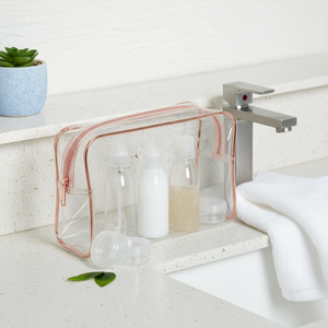 Set of 5 Clear Travel Containers for Organizing Toiletries in a Stylish Bag - Product Image 3