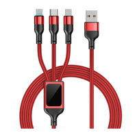 Câbles de données de chargeur de téléphone portable LED 66W 3 en 1 de haute qualité, conception lumineuse Câbles de charge Micro Usb 3 en 1