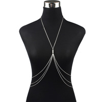 Vente chaude femmes argent croix esclave collier multicouche alliage or corps chaîne bijoux à la mode pour mariages fêtes cadeaux