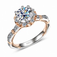 Bague de mariage pour femme en argent sterling S925, Moissanite Mozambique, double couleur, luxe léger, tendance, 1 carat
