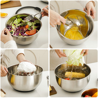 Ensemble de bols mélangeurs antidérapants réutilisables en acier inoxydable 304 tendance avec couvercle visible et râpe pour cuisine domestique, salades et pâtisserie