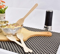100% couverts compostables biodégradables en bois de bouleau jetables en vrac écologiques naturels
