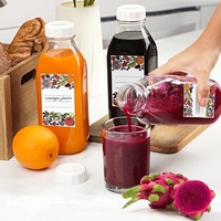 Etiquetas Personalizadas para Botellas de Vidrio Cuadradas de 100 ml a 1 L, Tapón de Rosca Hermético, Envases para Leche, Jugos y Bebidas