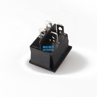 Interrupteur à bascule industriel noir LANZMFG KCD4-201NM-4P, AC 250V 16A, 4 broches, ON-OFF, à enclenchement rapide, 2 voies, avec voyant LED vert et rouge, 25*31mm