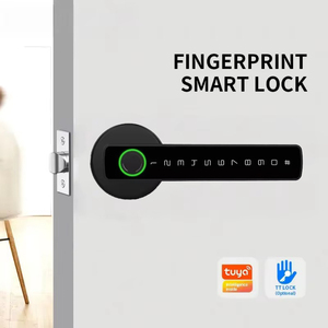 Wholesale Tuya for Bluetooth Wi-Fi Smart Lock Zinc Alloy &amp; Aluminum Fingerprint RFID Digital <strong>Matte</strong> <strong>Black</strong> <strong>Door</strong> Lock Handle Lever - Product Image 3