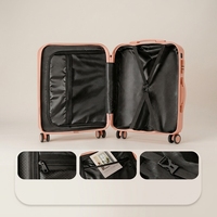 Valise d'affaires moderne légère et haute performance avec interface de batterie externe intégrée, porte-gobelet et support tablette, à roulettes pivotantes