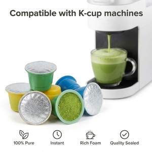 Capsules de matcha K-Cup pour hôtels, 2g-8g, pour machine à café en chambre, bio, marque privée, vente en gros directe d'usine, support OEM - Product Image 1
