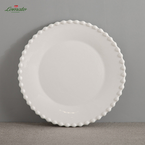 Service de table en porcelaine blanche gaufrée avec bordure perlée, assiettes et bols, pour hôtels et restaurants, logo personnalisé, coffret cadeau, vente en gros - Product Image 5