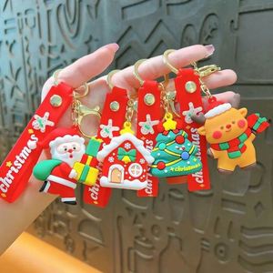Llavero de metal con diseño de Papá Noel 3D de PVC, regalo promocional navideño, llavero de goma con diseño de alce y muñeco de nieve de dibujos animados, venta al por mayor - Product Image 1