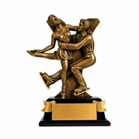 Trophée de patinage artistique Weivista en résine bronze antique, sculpture artisanale de patineurs en duo, pour la fin de saison des clubs