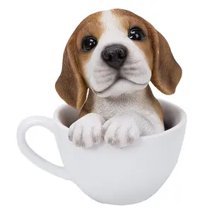 Adorável Xícara de chá Pet Amigos Beagle Filhote de Cachorro Collectible Figurine 5.75 Polegadas Mini Copo de Presente para o Amante Do Cão Cão